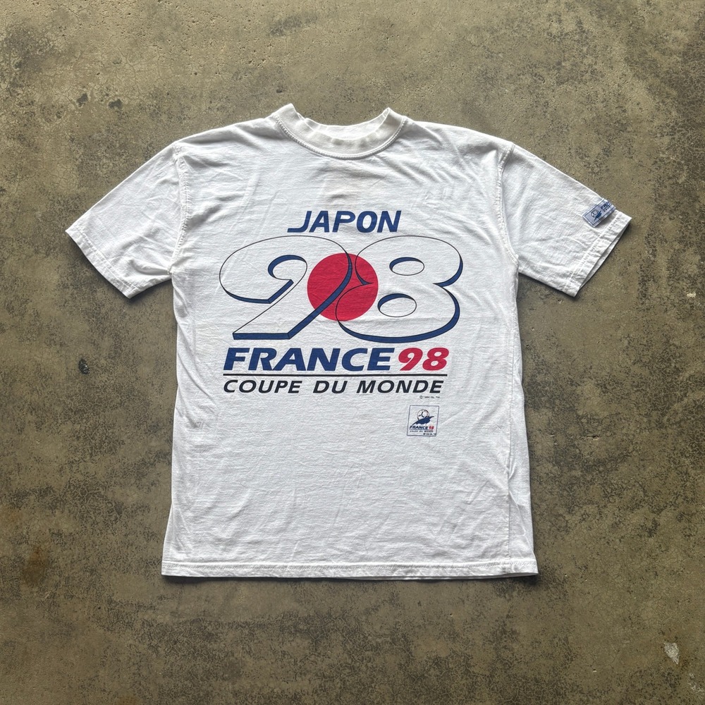 Vtg France 98 World Cup T-Shirt Mens M White Excellent Graphic Tee Y2K Soccer